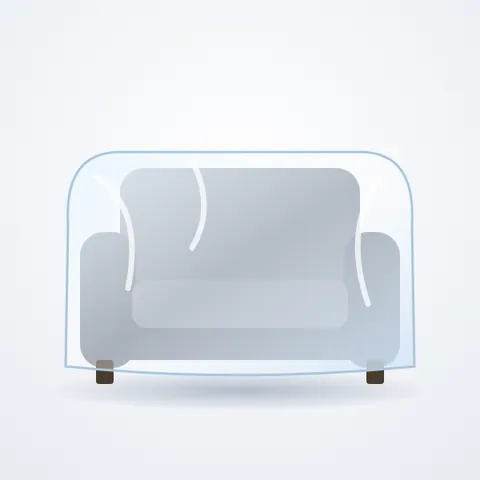 Armchair under a clear plastic protective cover