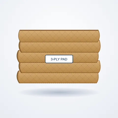 Stack of 3-ply paper furniture pads for storage